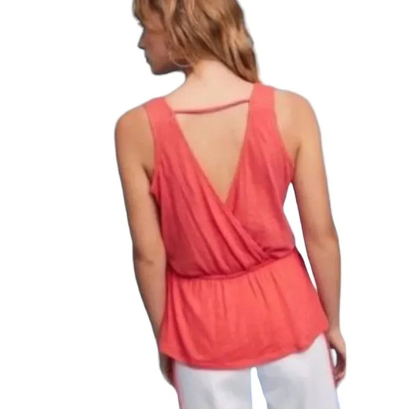Anthropologie Pure + Good Becka Tank Top Surplice Jersey Drawstring‎ Red Size XS - Picture 2 of 8